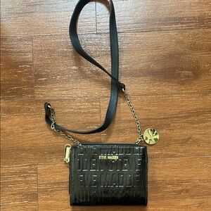 Steve Madden Black and Gold Crossbody Bag with Textured Design